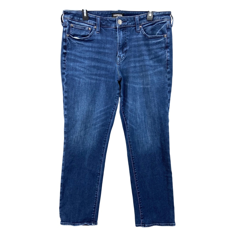 Express Jeans Mens 34x32 Blue Straight 4-Way Hyper Stretch Conscious Edit